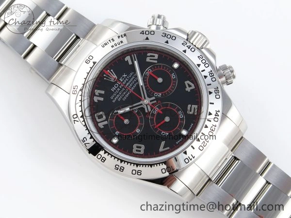 DAYTONA 116509 SS OMF BEST EDITION BLACK NUMERAL DIAL ON SS BRACELET A7750 (SLIM MOVEMENT)