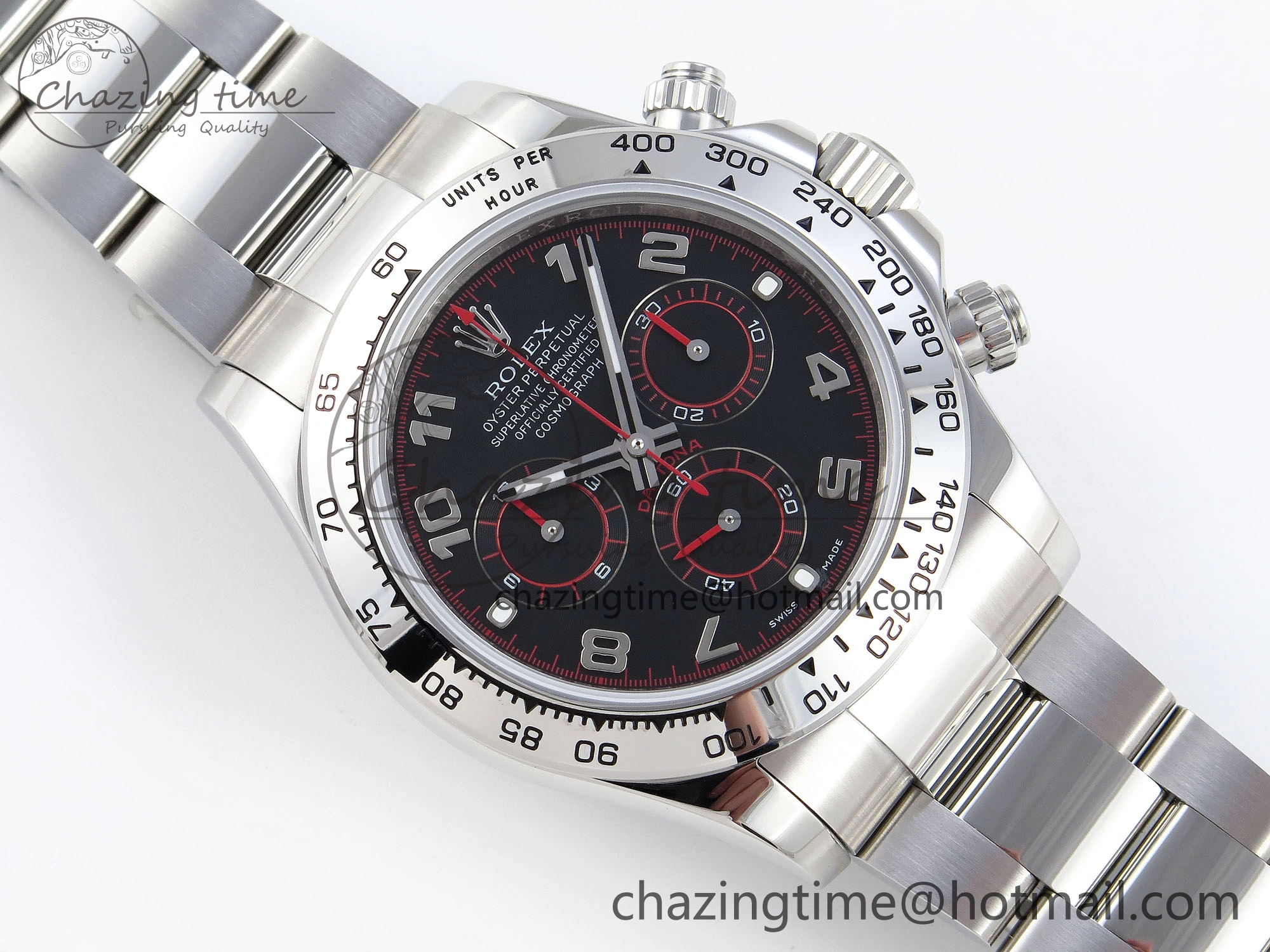 DAYTONA 116509 SS OMF BEST EDITION BLACK NUMERAL DIAL ON SS BRACELET A7750 (SLIM MOVEMENT)