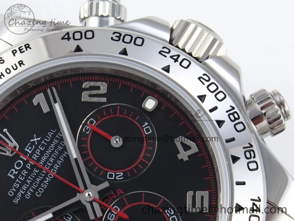 DAYTONA 116509 SS OMF BEST EDITION BLACK NUMERAL DIAL ON SS BRACELET A7750 (SLIM MOVEMENT)