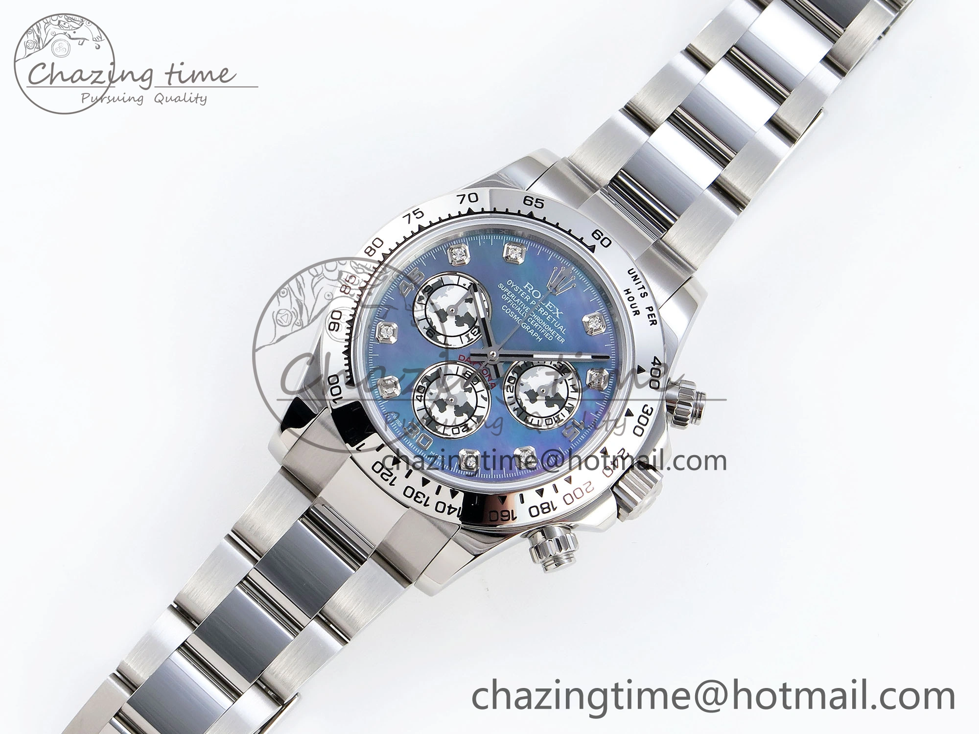DAYTONA 116509 SS OMF BEST EDITION BLUE MOP DIAL ON SS BRACELET A7750 (SLIM MOVEMENT)