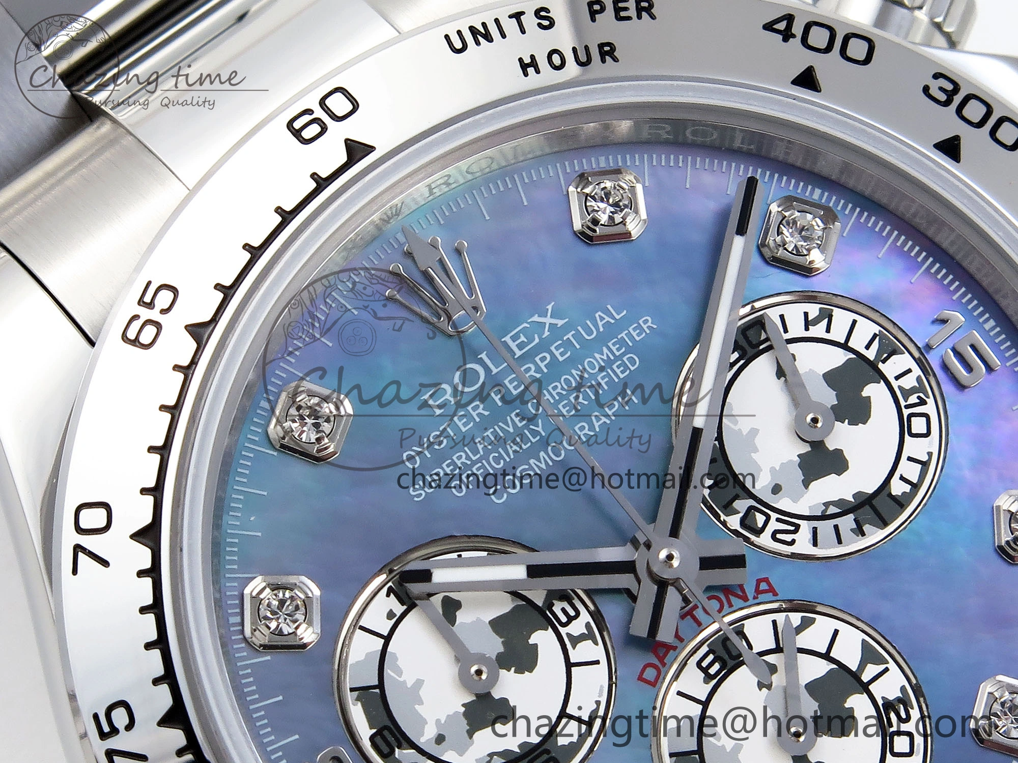 DAYTONA 116509 SS OMF BEST EDITION BLUE MOP DIAL ON SS BRACELET A7750 (SLIM MOVEMENT)