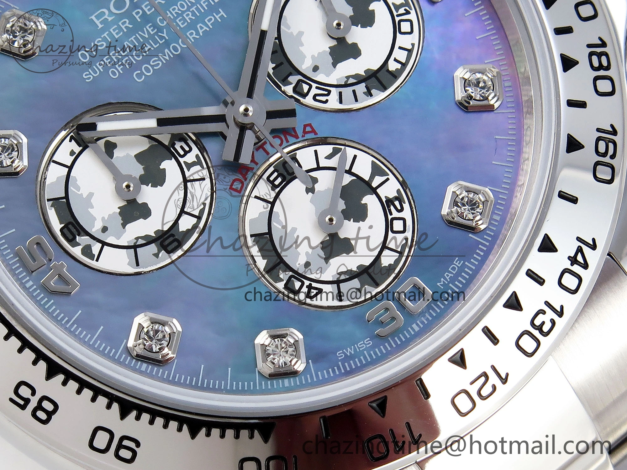 DAYTONA 116509 SS OMF BEST EDITION BLUE MOP DIAL ON SS BRACELET A7750 (SLIM MOVEMENT)