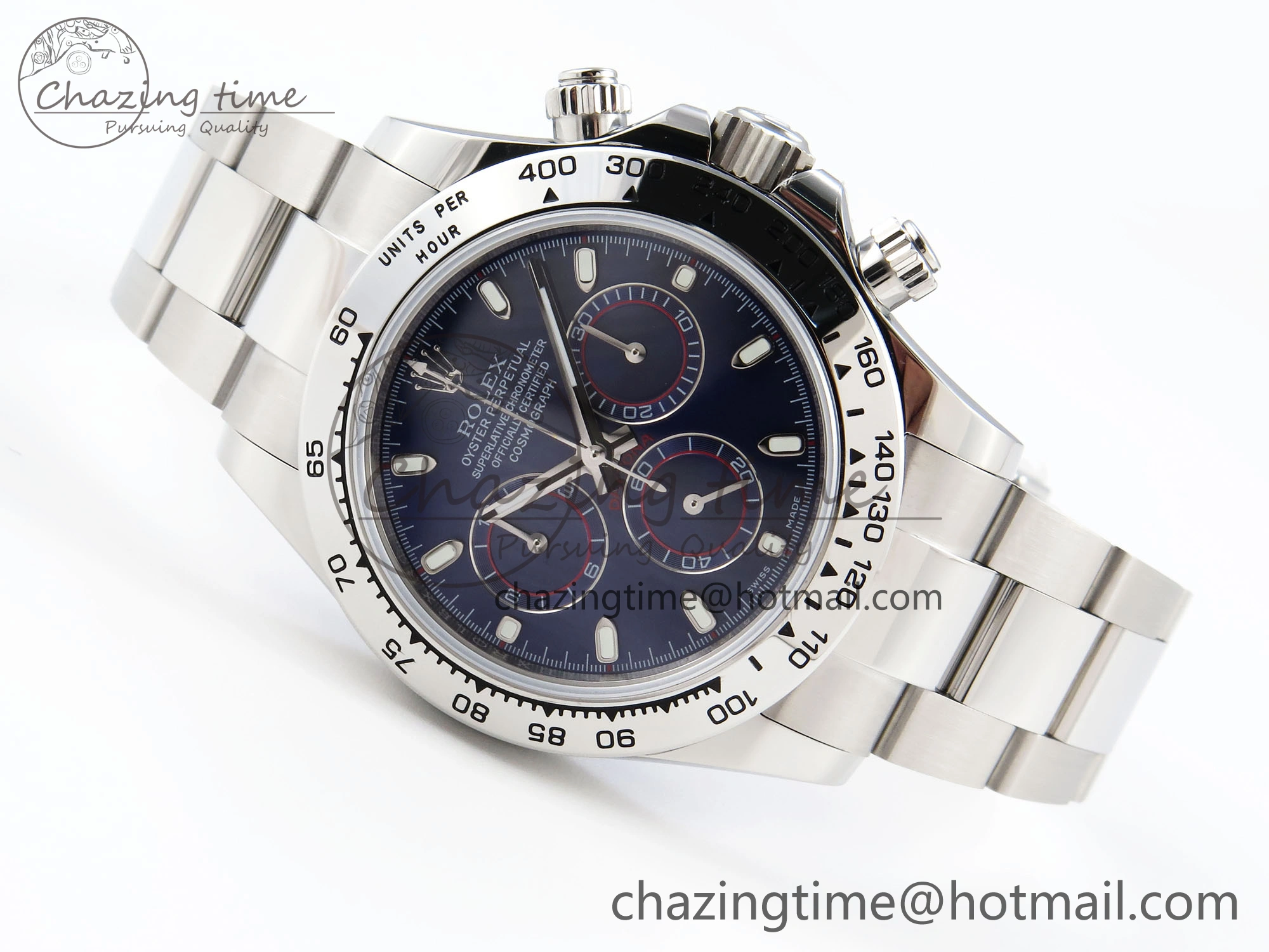 DAYTONA 116509 SS OMF BEST EDITION BLUE STICK DIAL ON SS BRACELET A7750 (SLIM MOVEMENT)