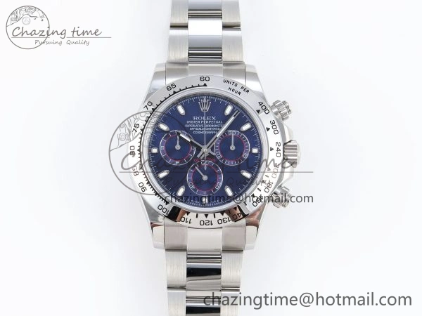 DAYTONA 116509 SS OMF BEST EDITION BLUE STICK DIAL ON SS BRACELET A7750 (SLIM MOVEMENT)