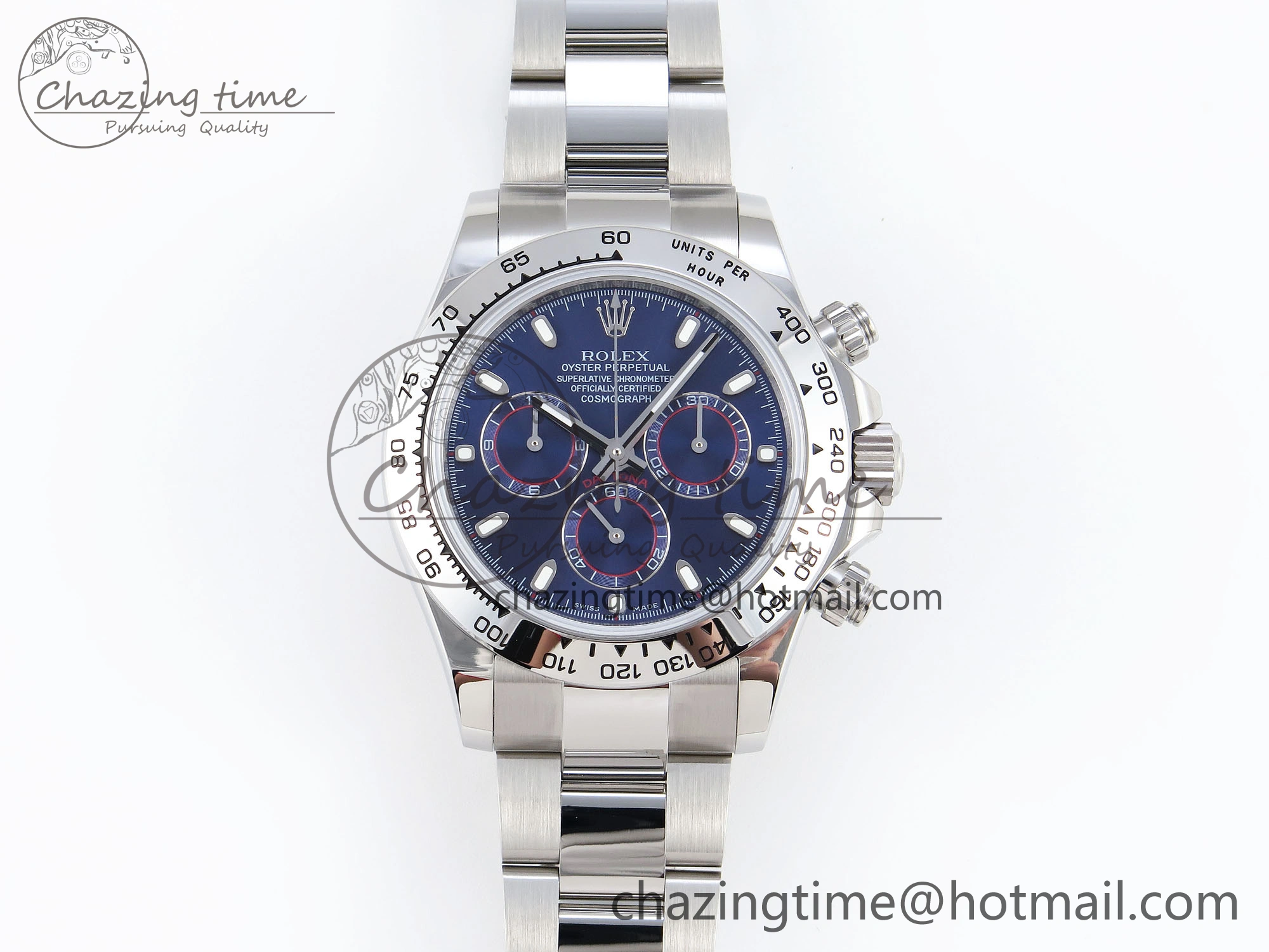 DAYTONA 116509 SS OMF BEST EDITION BLUE STICK DIAL ON SS BRACELET A7750 (SLIM MOVEMENT)