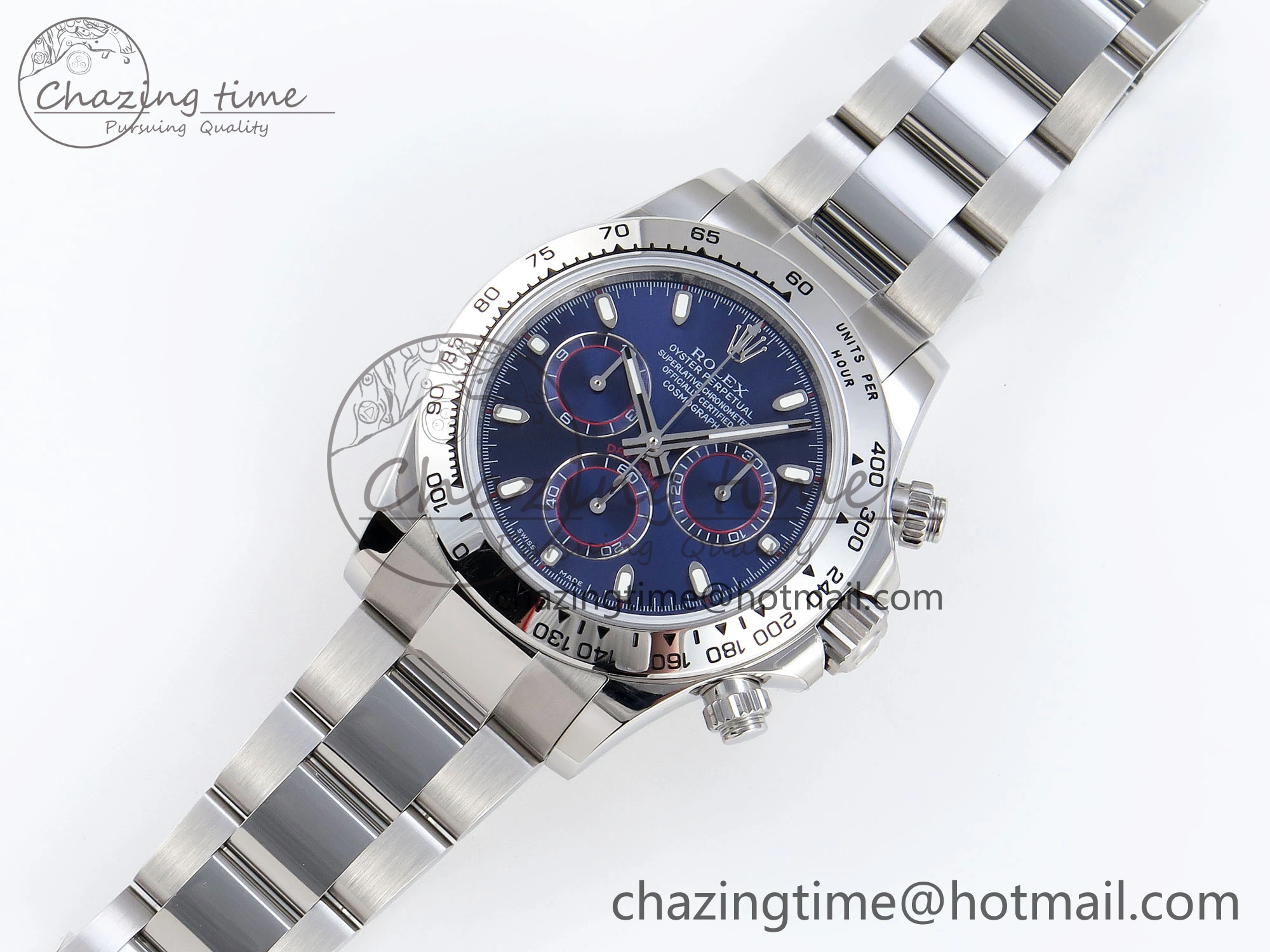 DAYTONA 116509 SS OMF BEST EDITION BLUE STICK DIAL ON SS BRACELET A7750 (SLIM MOVEMENT)