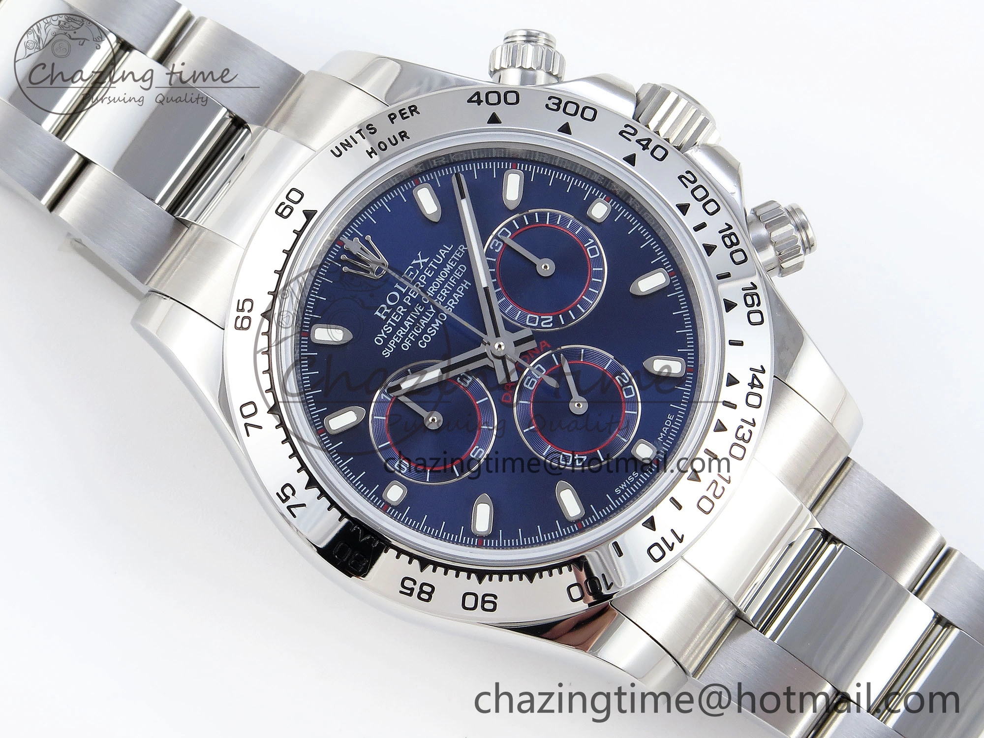 DAYTONA 116509 SS OMF BEST EDITION BLUE STICK DIAL ON SS BRACELET A7750 (SLIM MOVEMENT)