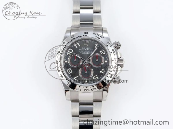 DAYTONA 116509 SS OMF BEST EDITION GRAY NUMERAL DIAL ON SS BRACELET A7750 (SLIM MOVEMENT)