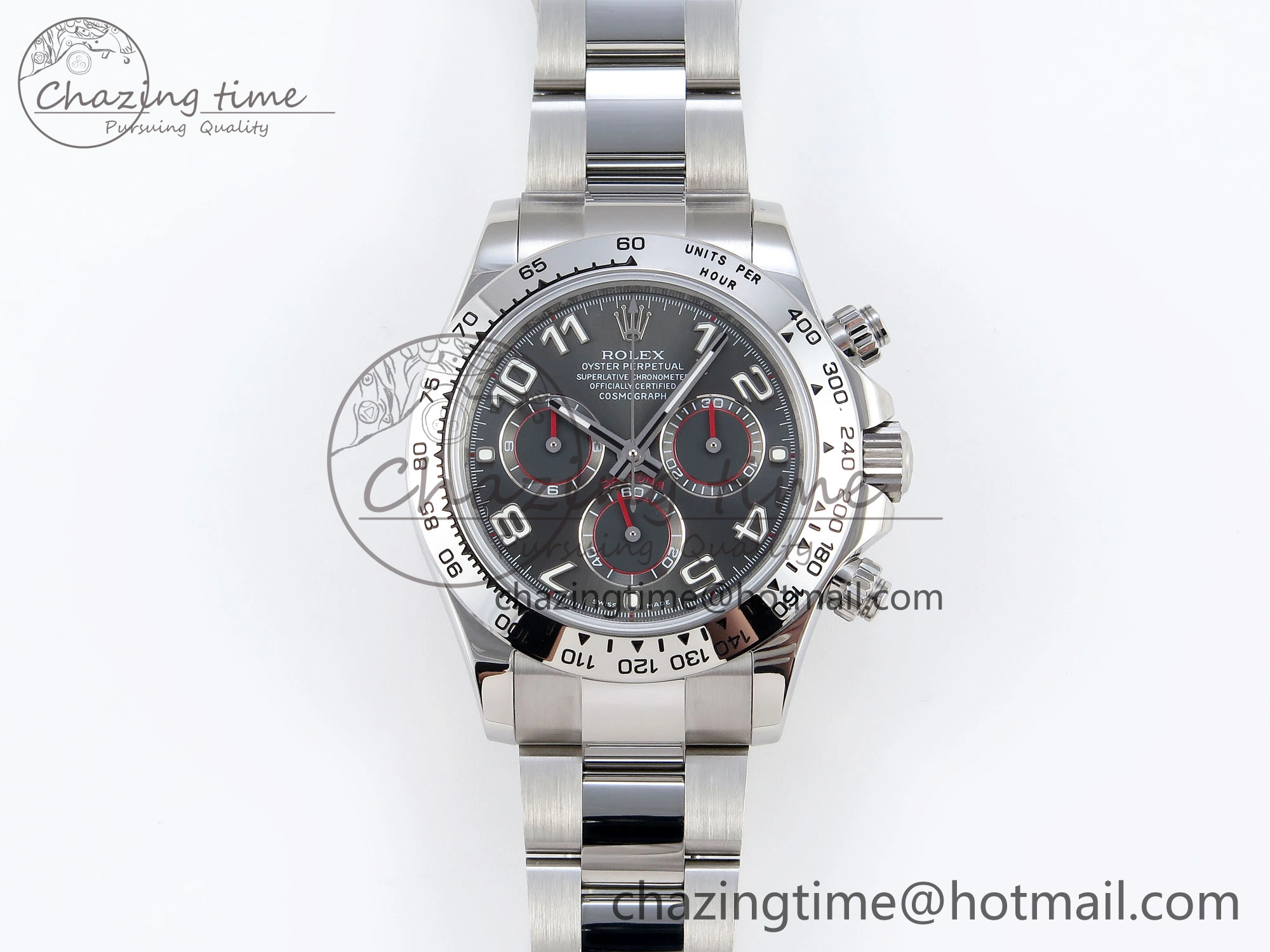 DAYTONA 116509 SS OMF BEST EDITION GRAY NUMERAL DIAL ON SS BRACELET A7750 (SLIM MOVEMENT)