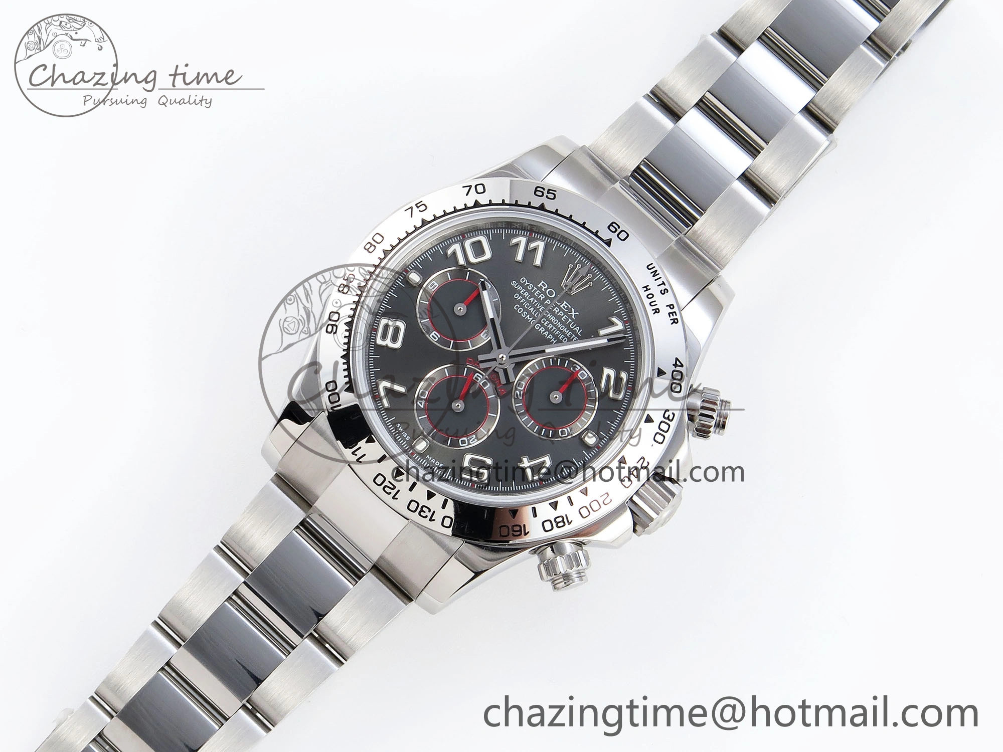 DAYTONA 116509 SS OMF BEST EDITION GRAY NUMERAL DIAL ON SS BRACELET A7750 (SLIM MOVEMENT)
