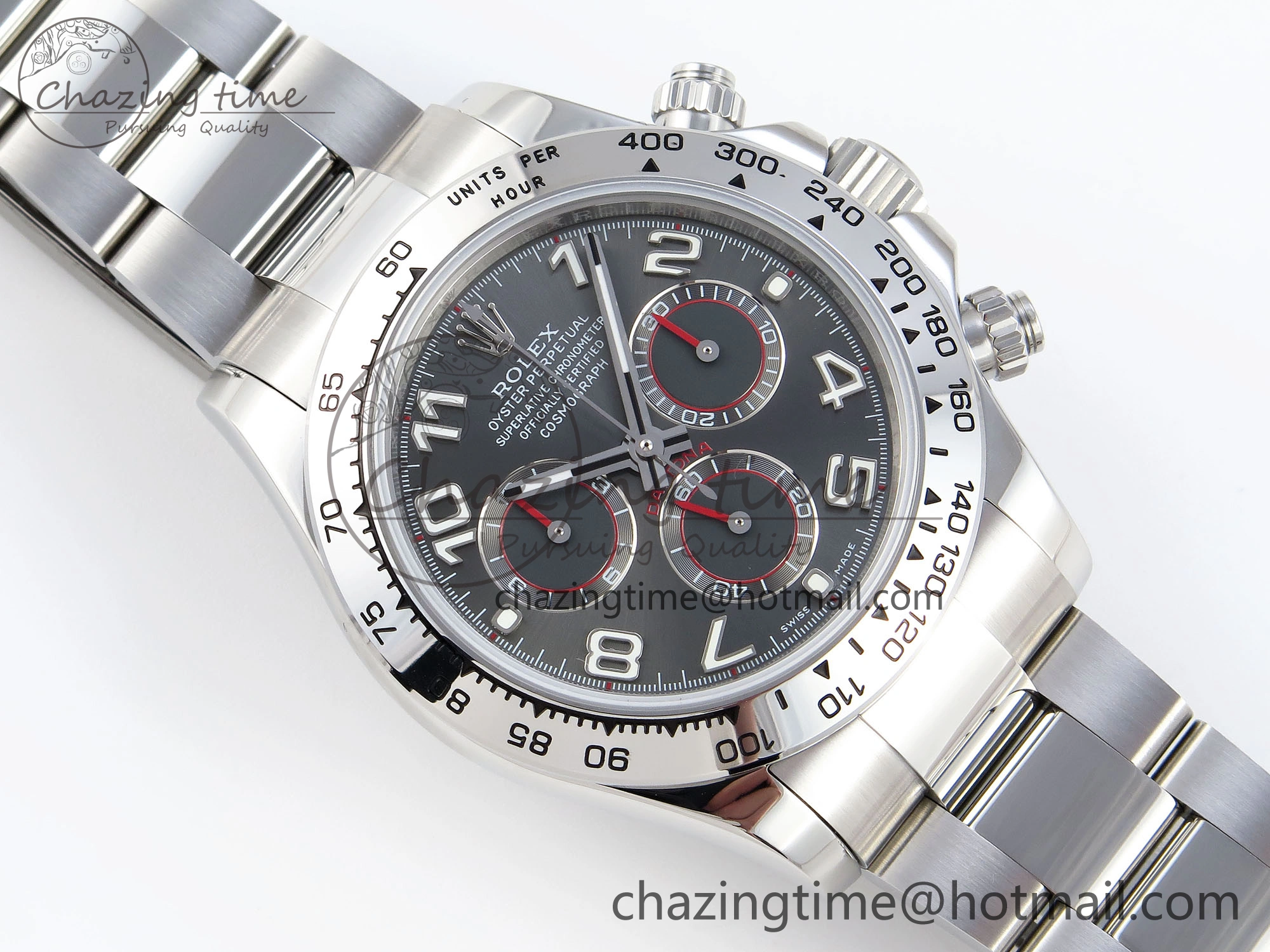 DAYTONA 116509 SS OMF BEST EDITION GRAY NUMERAL DIAL ON SS BRACELET A7750 (SLIM MOVEMENT)