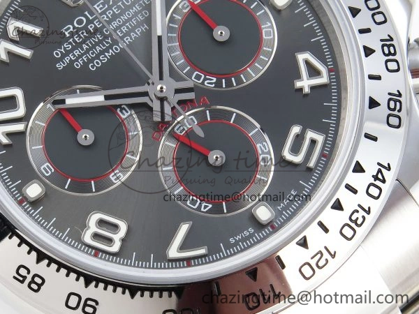 DAYTONA 116509 SS OMF BEST EDITION GRAY NUMERAL DIAL ON SS BRACELET A7750 (SLIM MOVEMENT)
