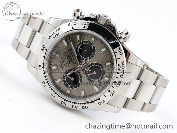 DAYTONA 116509 SS OMF BEST EDITION GRAY BLACK DIAL ON SS BRACELET A7750 (SLIM MOVEMENT)