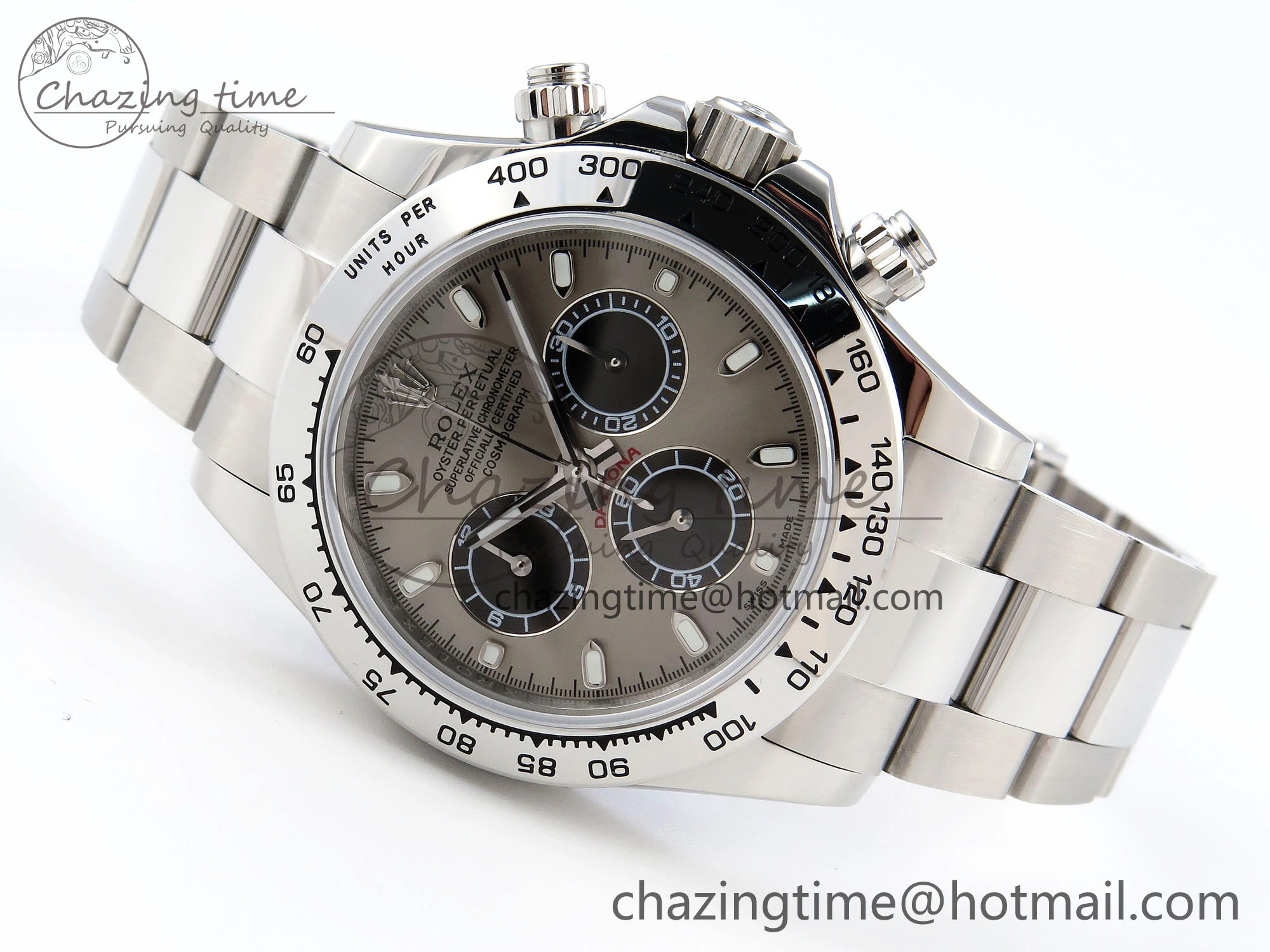 DAYTONA 116509 SS OMF BEST EDITION GRAY BLACK DIAL ON SS BRACELET A7750 (SLIM MOVEMENT)