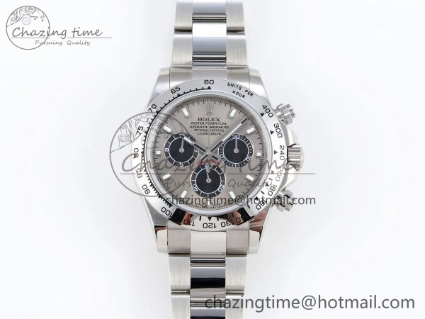 DAYTONA 116509 SS OMF BEST EDITION GRAY BLACK DIAL ON SS BRACELET A7750 (SLIM MOVEMENT)