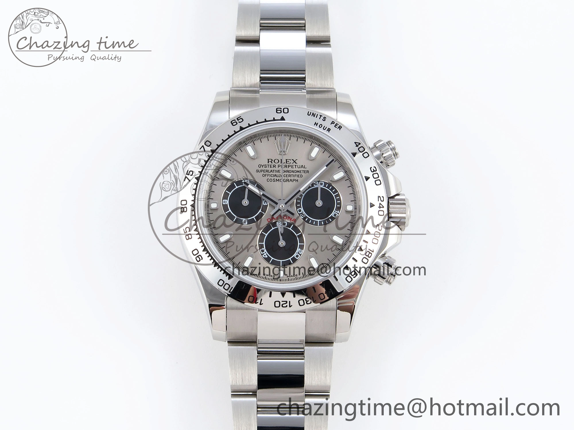 DAYTONA 116509 SS OMF BEST EDITION GRAY BLACK DIAL ON SS BRACELET A7750 (SLIM MOVEMENT)
