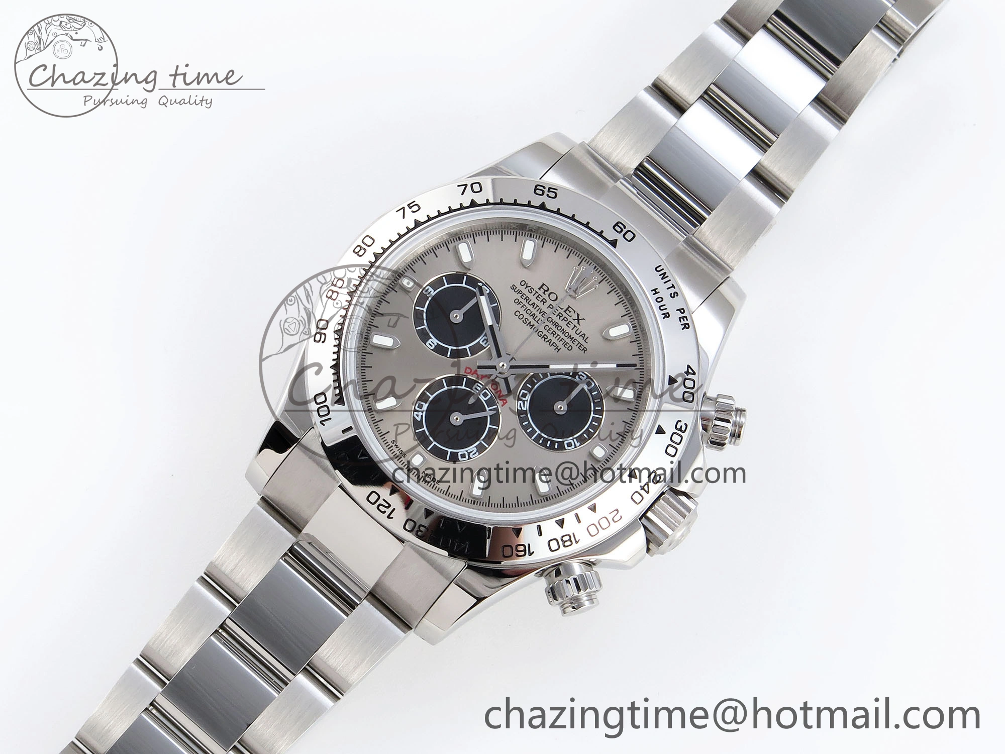 DAYTONA 116509 SS OMF BEST EDITION GRAY BLACK DIAL ON SS BRACELET A7750 (SLIM MOVEMENT)