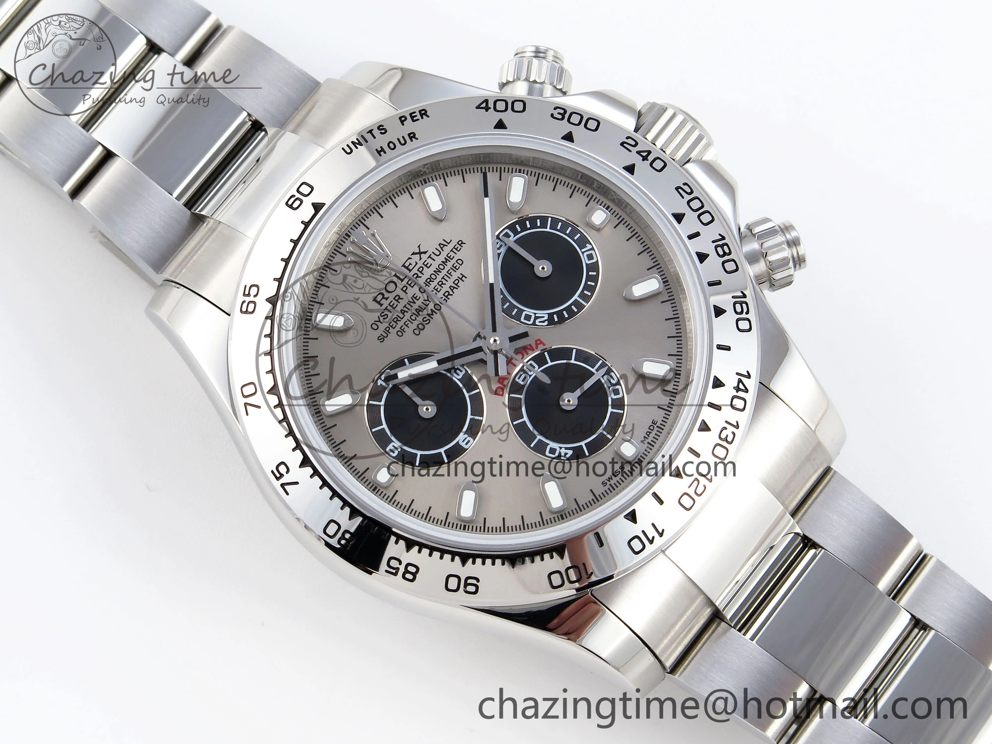 DAYTONA 116509 SS OMF BEST EDITION GRAY BLACK DIAL ON SS BRACELET A7750 (SLIM MOVEMENT)