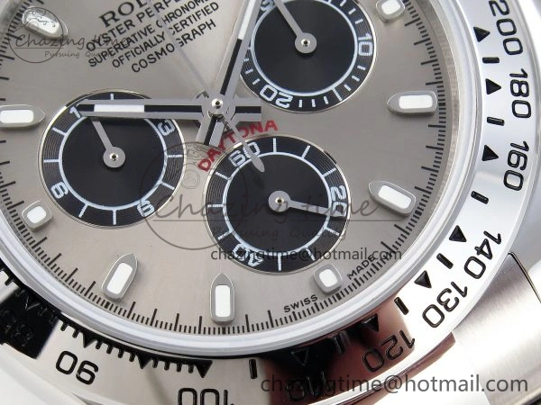 DAYTONA 116509 SS OMF BEST EDITION GRAY BLACK DIAL ON SS BRACELET A7750 (SLIM MOVEMENT)