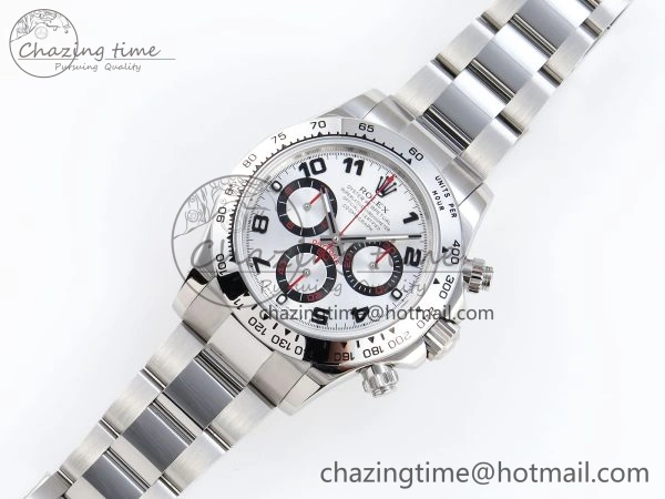 DAYTONA 116509 SS OMF BEST EDITION SILVER NUMERAL DIAL ON SS BRACELET A7750 (SLIM MOVEMENT)