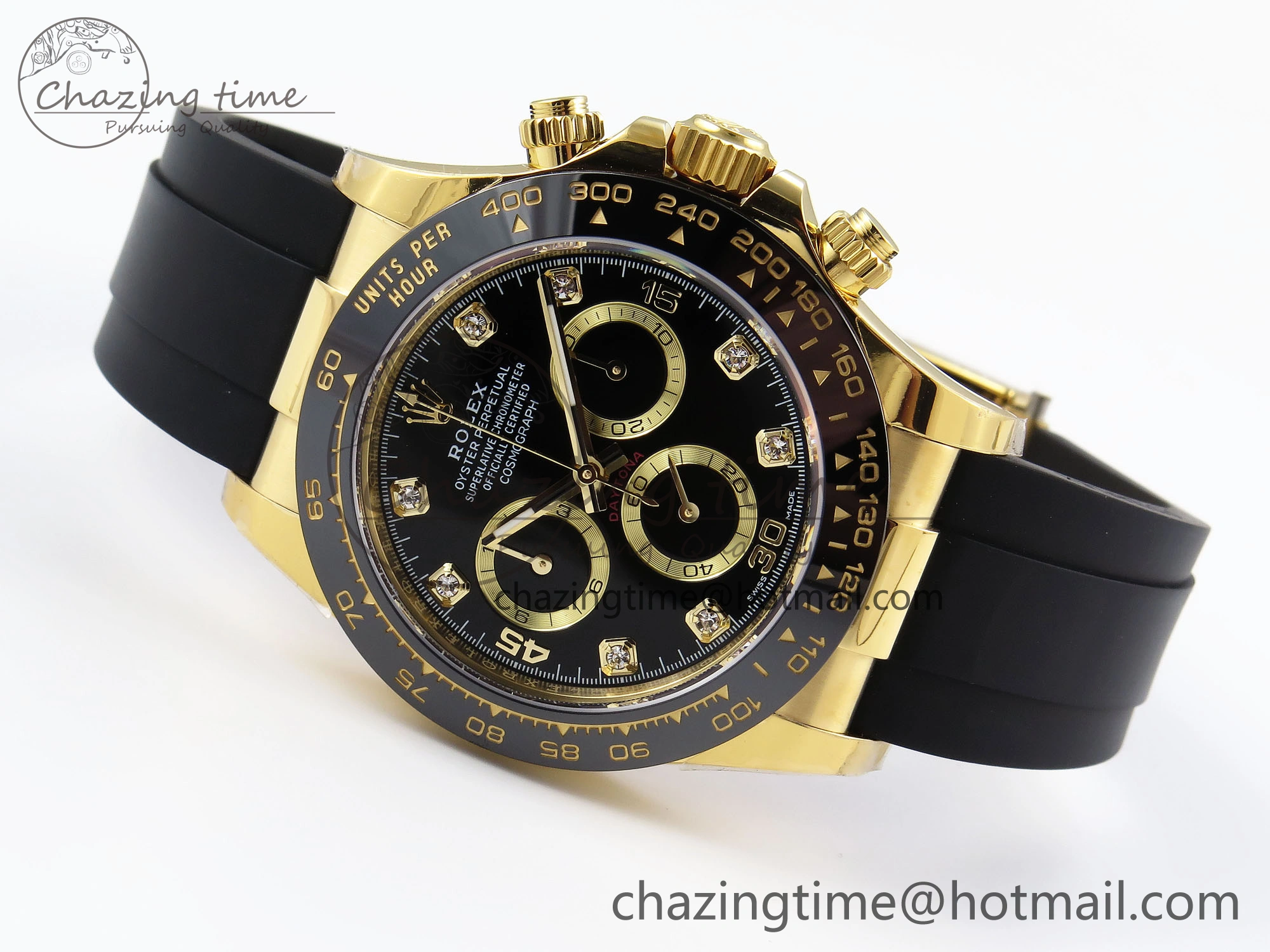 DAYTONA 116518 APSF 1:1 BEST EDITION BLACK DIAMONDS DIAL ON OYSTERFLEX RUBBER STRAP SH4130