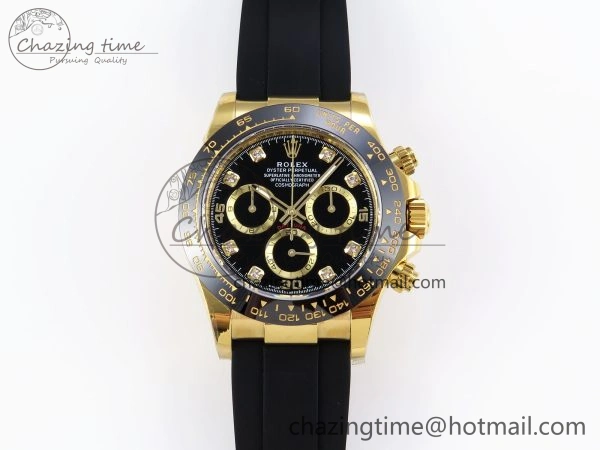 DAYTONA 116518 APSF 1:1 BEST EDITION BLACK DIAMONDS DIAL ON OYSTERFLEX RUBBER STRAP SH4130