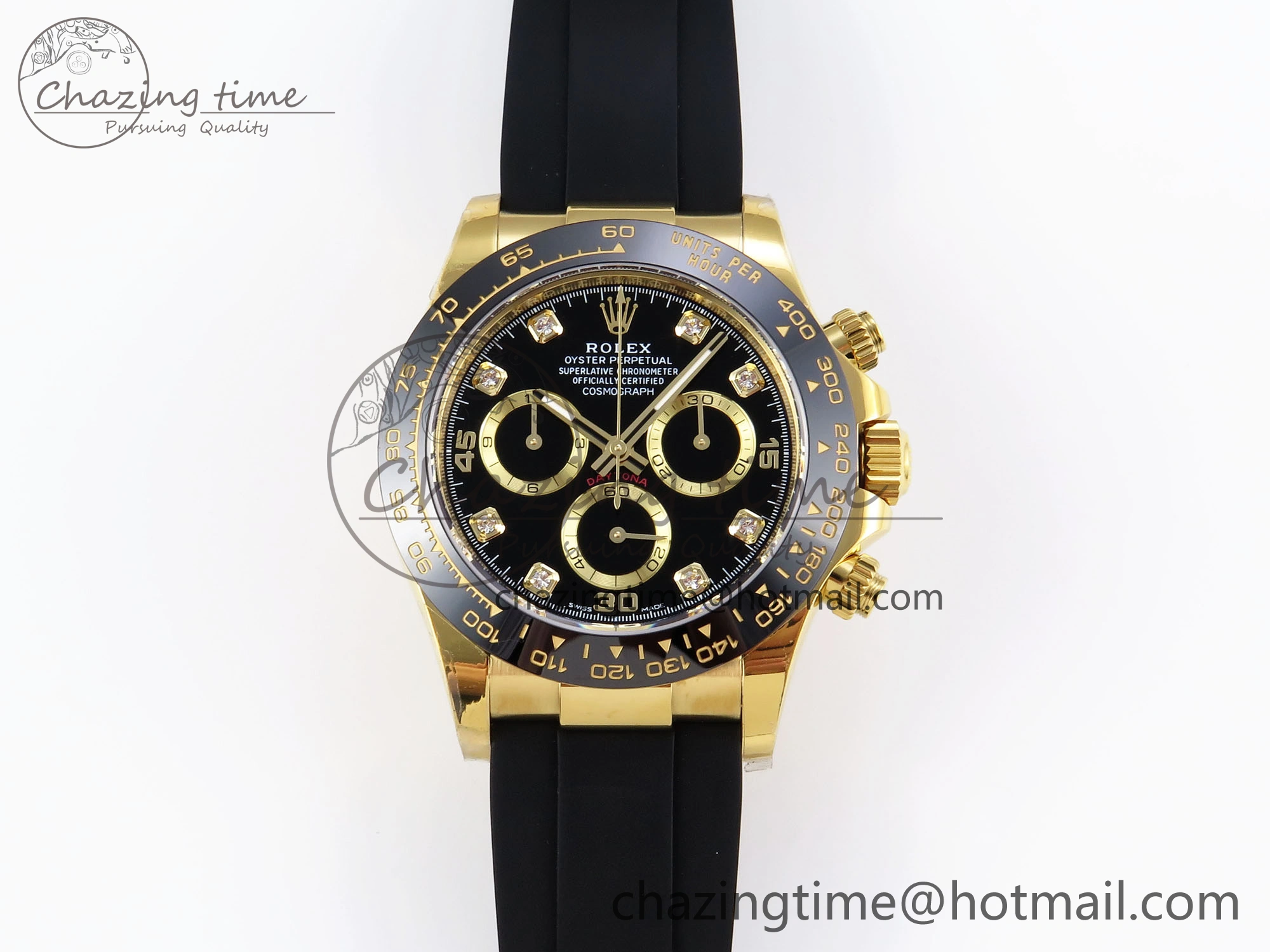 DAYTONA 116518 APSF 1:1 BEST EDITION BLACK DIAMONDS DIAL ON OYSTERFLEX RUBBER STRAP SH4130