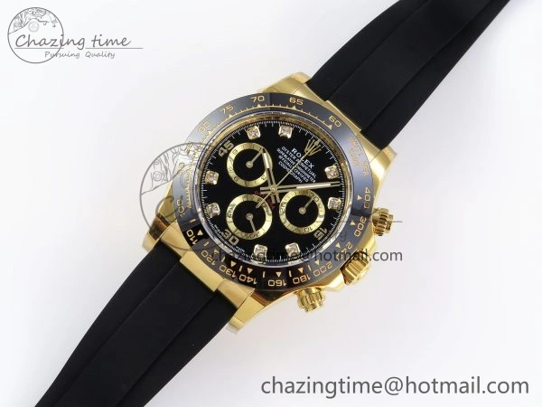 DAYTONA 116518 APSF 1:1 BEST EDITION BLACK DIAMONDS DIAL ON OYSTERFLEX RUBBER STRAP SH4130