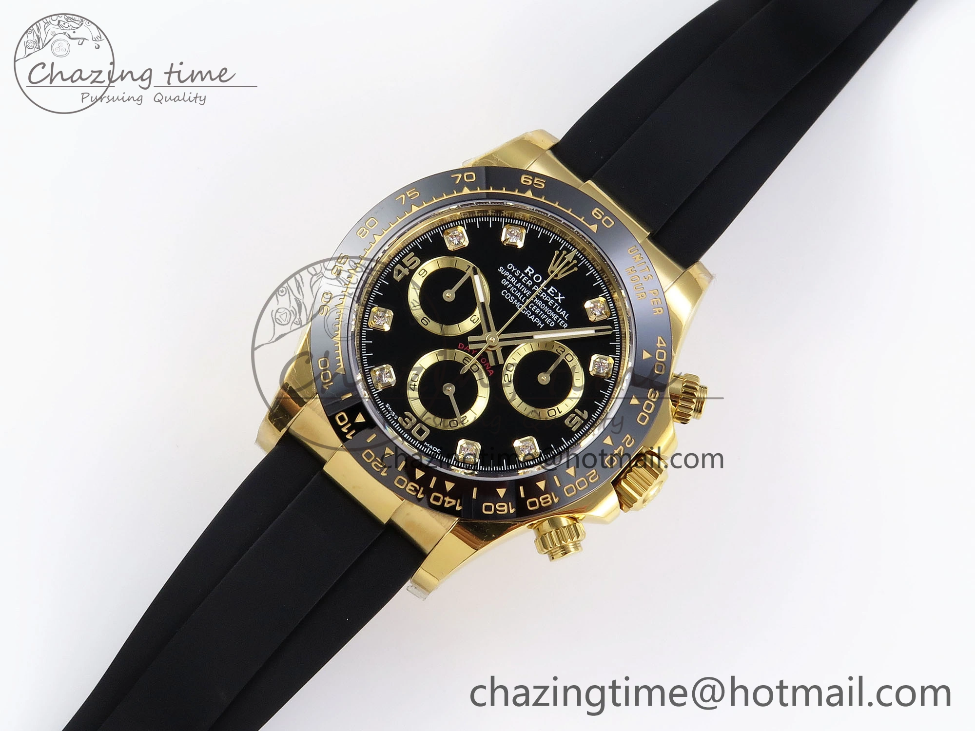 DAYTONA 116518 APSF 1:1 BEST EDITION BLACK DIAMONDS DIAL ON OYSTERFLEX RUBBER STRAP SH4130