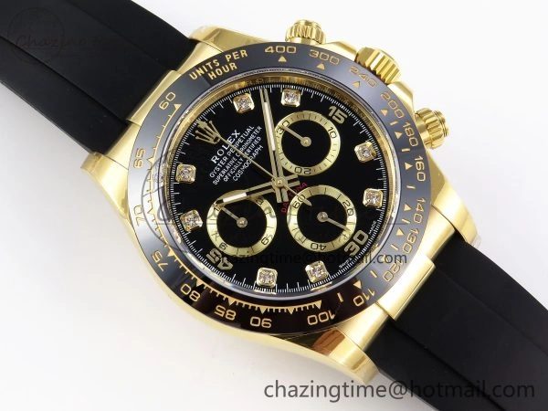DAYTONA 116518 APSF 1:1 BEST EDITION BLACK DIAMONDS DIAL ON OYSTERFLEX RUBBER STRAP SH4130