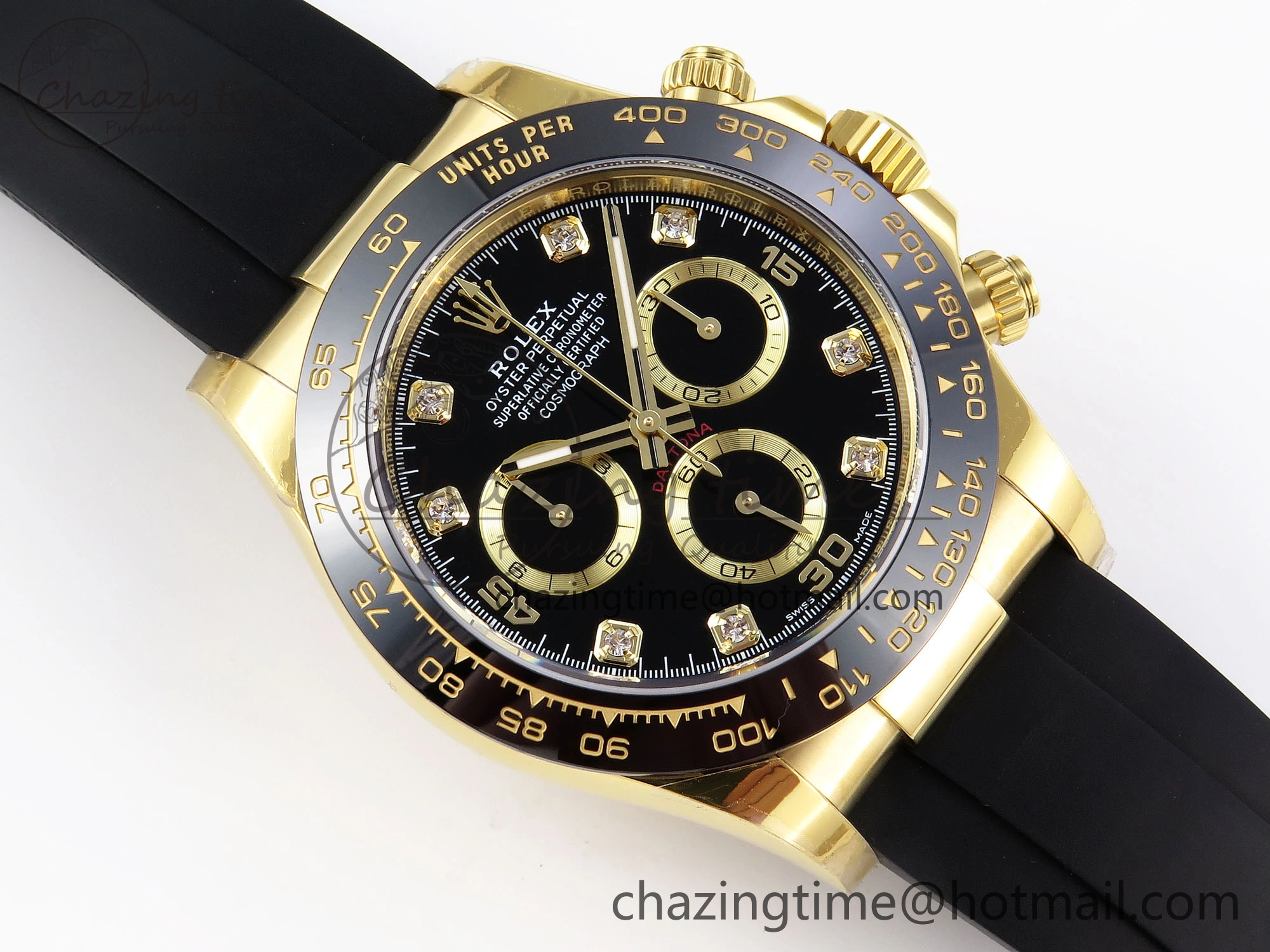 DAYTONA 116518 APSF 1:1 BEST EDITION BLACK DIAMONDS DIAL ON OYSTERFLEX RUBBER STRAP SH4130