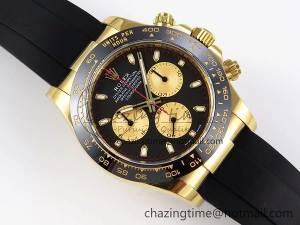 DAYTONA 116518 APSF 1:1 BEST EDITION BLACK YG DIAL ON OYSTERFLEX RUBBER STRAP SH4130