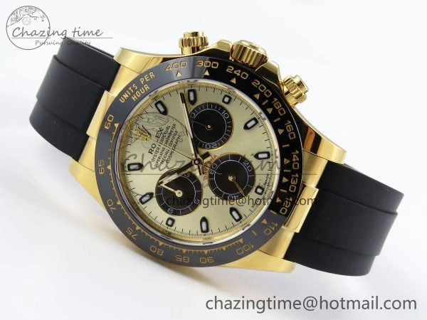 DAYTONA 116518 APSF 1:1 BEST EDITION YG BLACK DIAL ON OYSTERFLEX RUBBER STRAP SH4130