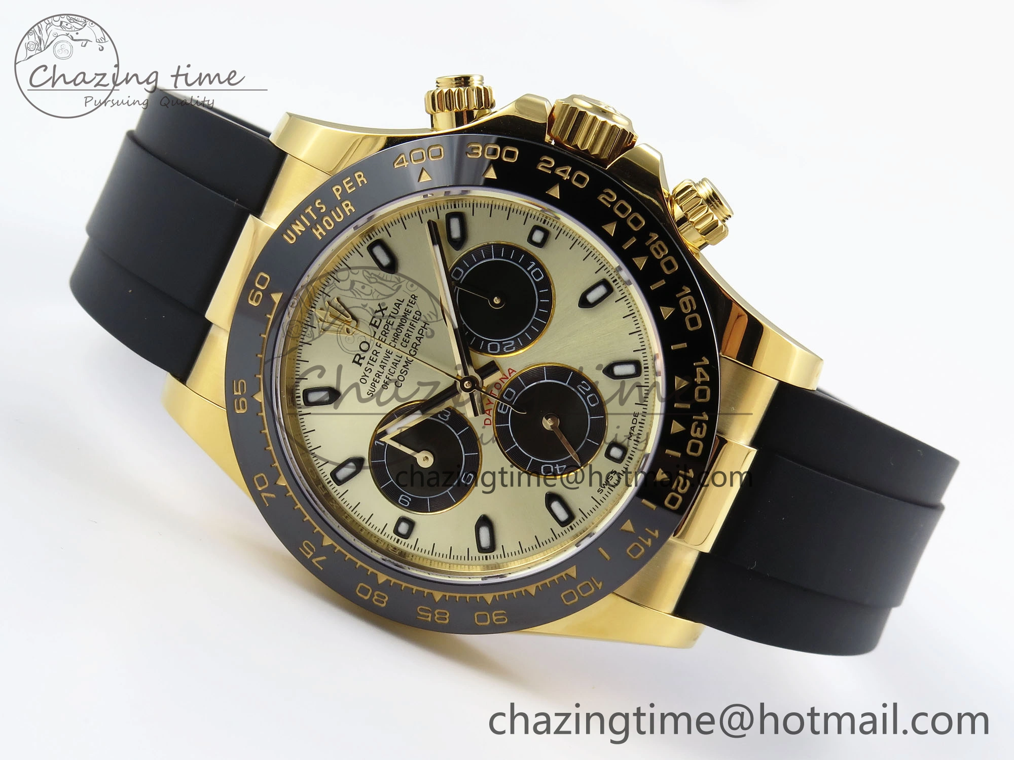 DAYTONA 116518 APSF 1:1 BEST EDITION YG BLACK DIAL ON OYSTERFLEX RUBBER STRAP SH4130