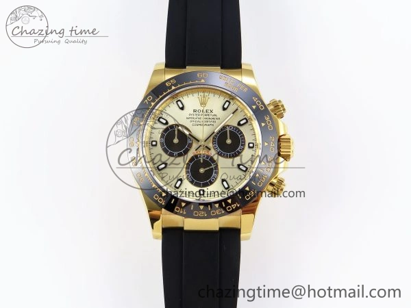 DAYTONA 116518 APSF 1:1 BEST EDITION YG BLACK DIAL ON OYSTERFLEX RUBBER STRAP SH4130