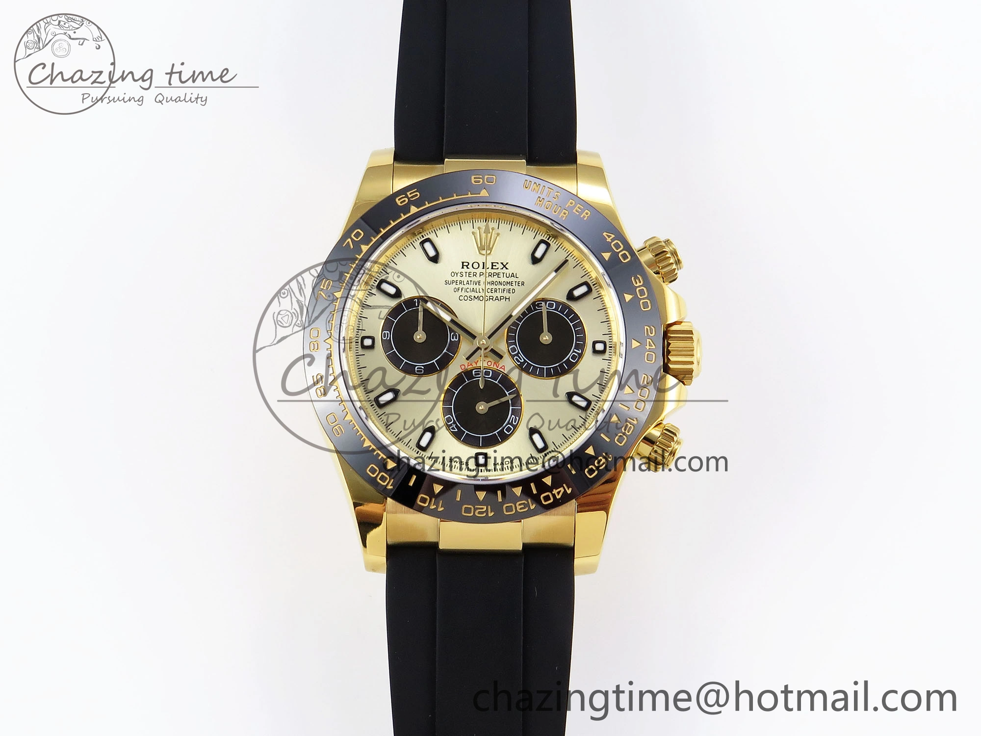 DAYTONA 116518 APSF 1:1 BEST EDITION YG BLACK DIAL ON OYSTERFLEX RUBBER STRAP SH4130