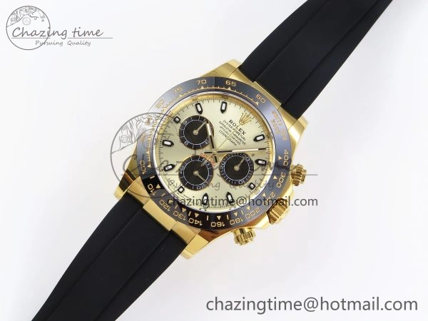 DAYTONA 116518 APSF 1:1 BEST EDITION YG BLACK DIAL ON OYSTERFLEX RUBBER STRAP SH4130