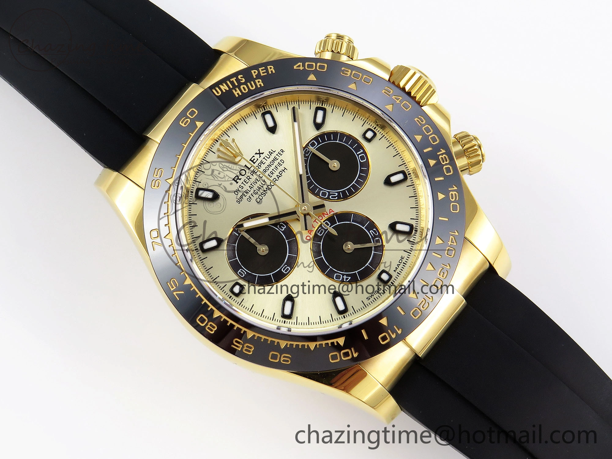 DAYTONA 116518 APSF 1:1 BEST EDITION YG BLACK DIAL ON OYSTERFLEX RUBBER STRAP SH4130