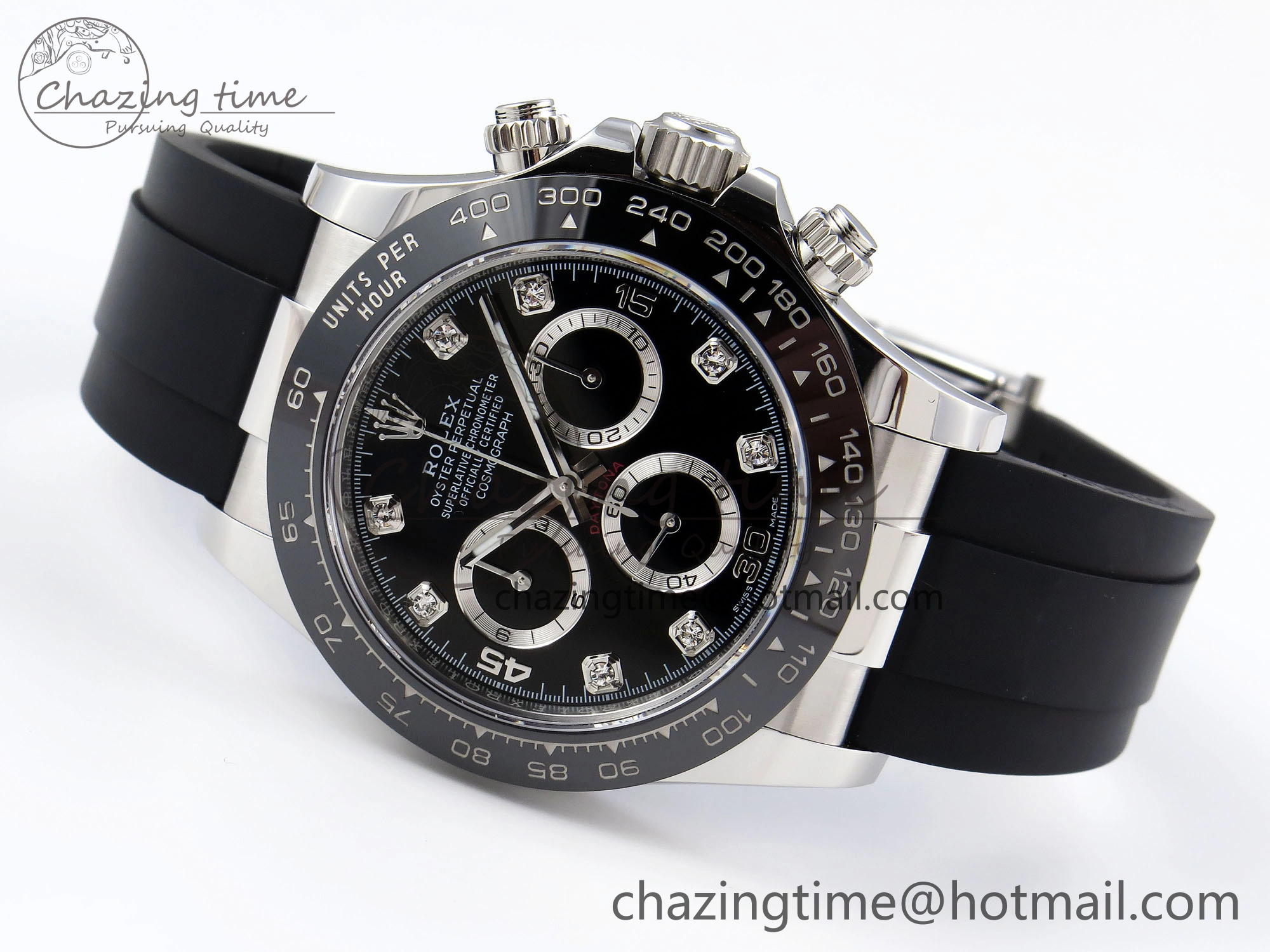 DAYTONA 116519 APSF 1:1 BEST EDITION BLACK DIAMONDS DIAL ON OYSTERFLEX RUBBER STRAP SH4130