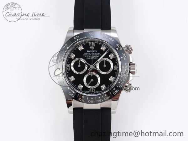 DAYTONA 116519 APSF 1:1 BEST EDITION BLACK DIAMONDS DIAL ON OYSTERFLEX RUBBER STRAP SH4130