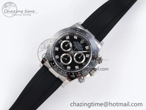 DAYTONA 116519 APSF 1:1 BEST EDITION BLACK DIAMONDS DIAL ON OYSTERFLEX RUBBER STRAP SH4130