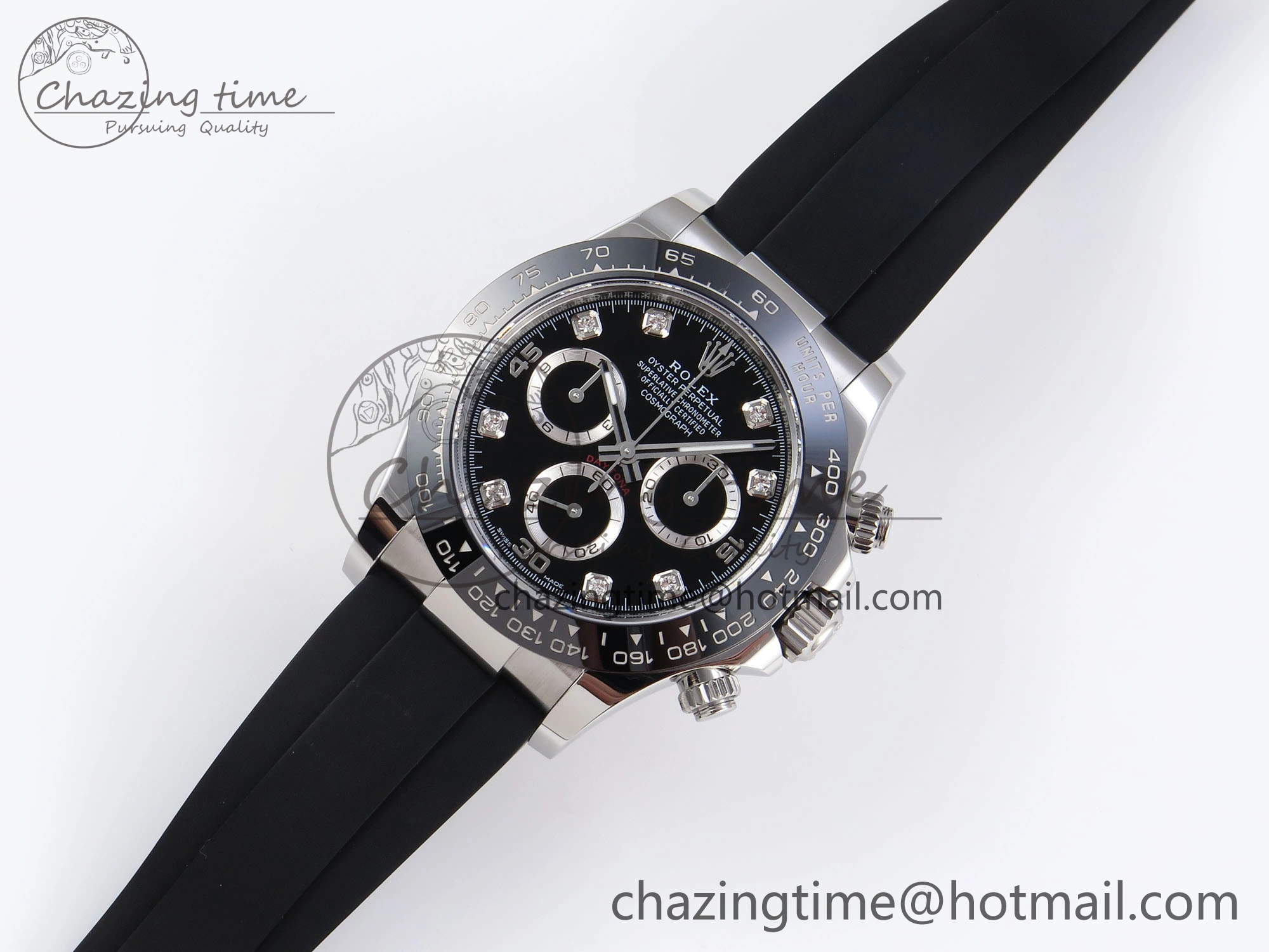 DAYTONA 116519 APSF 1:1 BEST EDITION BLACK DIAMONDS DIAL ON OYSTERFLEX RUBBER STRAP SH4130
