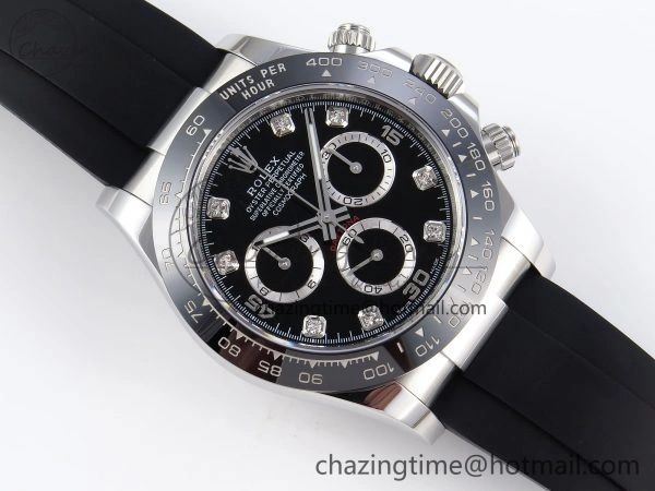 DAYTONA 116519 APSF 1:1 BEST EDITION BLACK DIAMONDS DIAL ON OYSTERFLEX RUBBER STRAP SH4130
