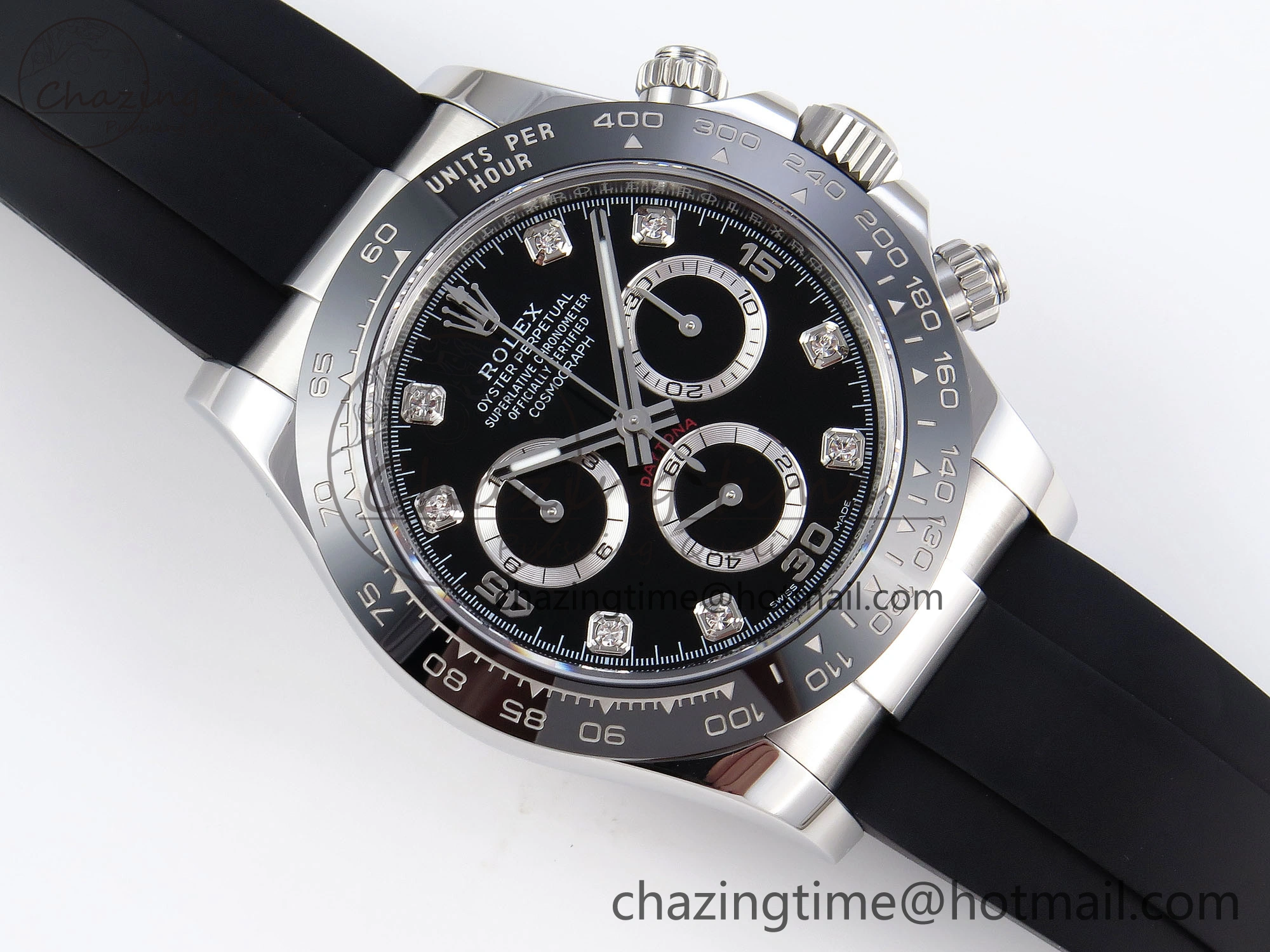 DAYTONA 116519 APSF 1:1 BEST EDITION BLACK DIAMONDS DIAL ON OYSTERFLEX RUBBER STRAP SH4130