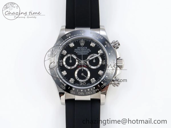 DAYTONA 116519 SS OMF BEST EDITION BLACK DIAMONDS DIAL ON OYSTERFLEX STRAP A7750 (SLIM MOVEMENT)