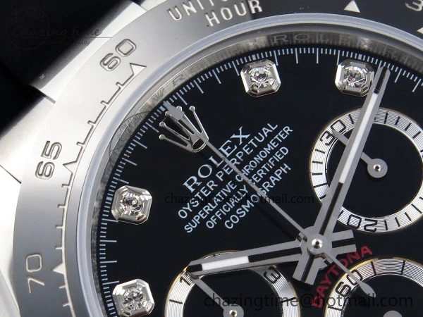DAYTONA 116519 SS OMF BEST EDITION BLACK DIAMONDS DIAL ON OYSTERFLEX STRAP A7750 (SLIM MOVEMENT)