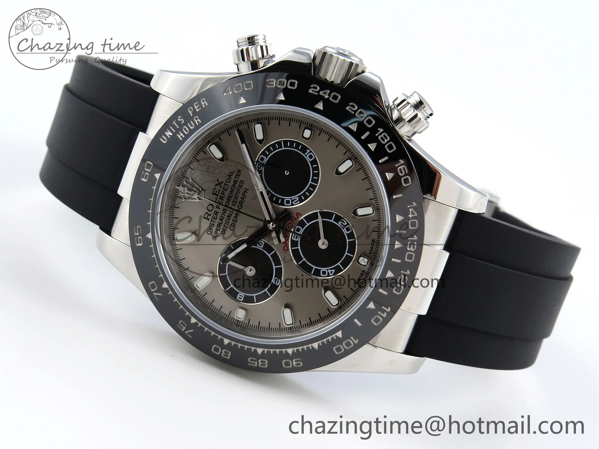 DAYTONA 116519 SS OMF BEST EDITION GRAY BLACK DIAL ON OYSTERFLEX STRAP A7750 (SLIM MOVEMENT)