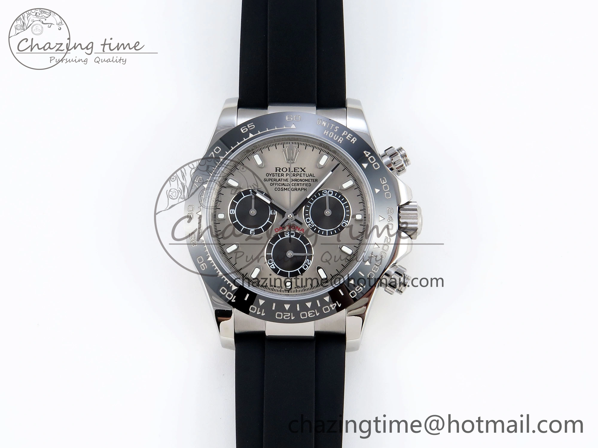 DAYTONA 116519 SS OMF BEST EDITION GRAY BLACK DIAL ON OYSTERFLEX STRAP A7750 (SLIM MOVEMENT)
