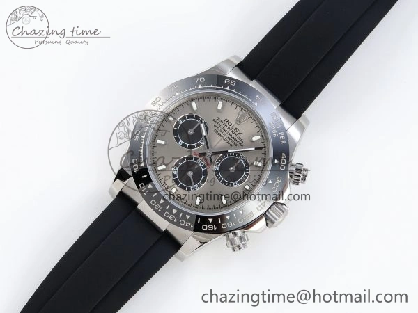 DAYTONA 116519 SS OMF BEST EDITION GRAY BLACK DIAL ON OYSTERFLEX STRAP A7750 (SLIM MOVEMENT)