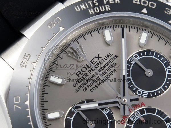 DAYTONA 116519 SS OMF BEST EDITION GRAY BLACK DIAL ON OYSTERFLEX STRAP A7750 (SLIM MOVEMENT)